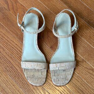 Ann Taylor Block Heel Sandal Cork 8.5M